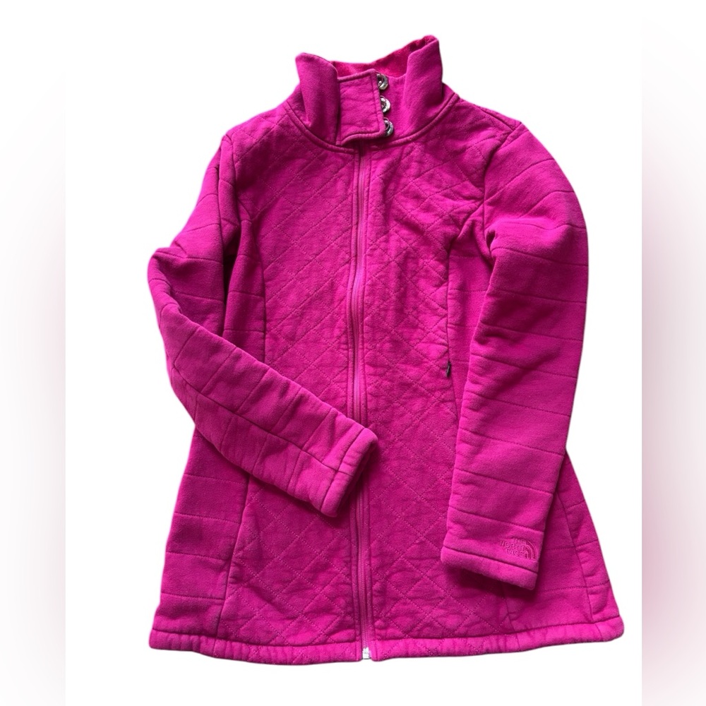 Vibrant Pink Quilted The North Face Jacket.